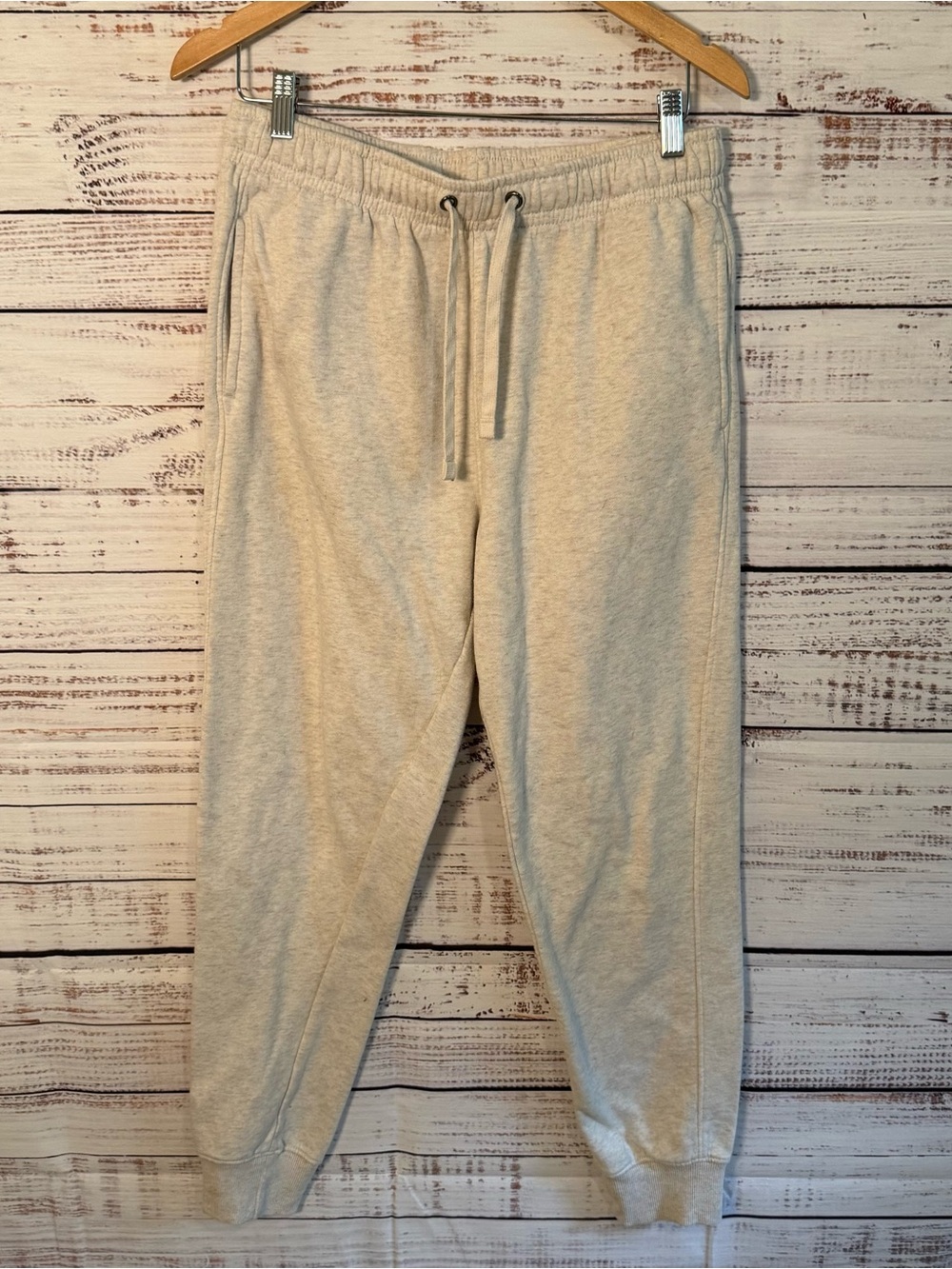 Goodfellow & Co Men's Jogger Sweatpants Beige Fleece Drawstring Pocket Size M